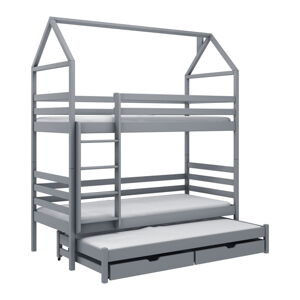 Sivá domčeková/poschodová detská posteľ s úložným priestorom 80x180 cm Dalia - Lano Meble