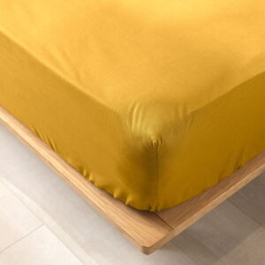 Žltá napínacia plachta z Bio bavlny 180x200 cm Biolina – douceur d'intérieur