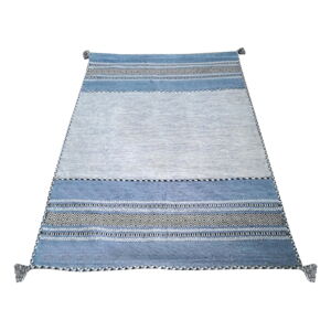 Modro-sivý bavlnený koberec Webtappeti Antique Kilim, 60 x 200 cm