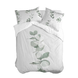 Biela/zelená bavlnená obliečka na perinu na jednolôžko 140x200 cm Corymbia – Blanc