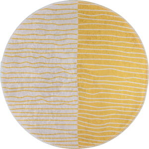 Žltý/krémovobiely umývateľný okrúhly koberec ø 120 cm Yuvarlak – Vitaus