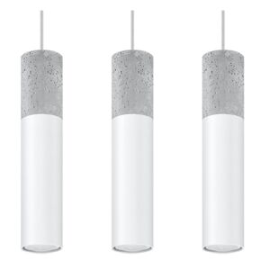 Bielo-sivé závesné svietidlo Nice Lamps Edo, dĺžka 40 cm