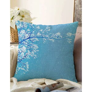 Modrá obliečka na vankúš s prímesou bavlny Minimalist Cushion Covers Winter Wonderland, 55 x 55 cm