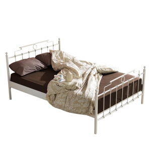 Biela kovová dvojlôžková posteľ s roštom 140x200 cm Hatkus – Kalune Design