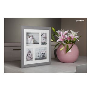 Sivý rámček na 4 fotografie Styler Malmo, 39 × 39 cm