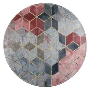Ružový/svetlosivý umývateľný okrúhly koberec ø 120 cm – Vitaus