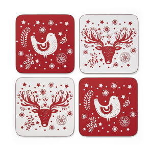 Súprava 4 vianočných tácok Cooksmart ® A Nordic Christmas, 10 x 10 cm