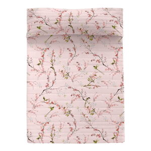 Ružový bavlnený prešívaný pléd 240x260 cm Chinoiserie – Happy Friday