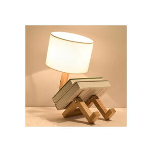 Krémová stolná lampa z masívneho dreva (výška 46 cm) WoodenMan - Squid Lighting