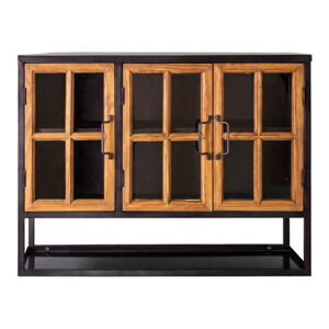 Čierna/v prírodnej farbe vitrína z borovicového dreva 66,5x51 cm – Antic Line