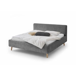 Tmavosivá čalúnená dvojlôžková posteľ s úložným priestorom s roštom 140x200 cm Mattis - Meise Möbel