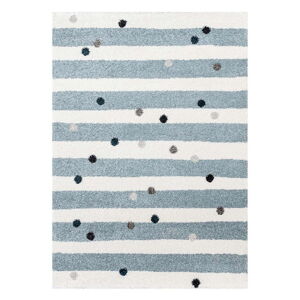 Bielo-modrý antialergénny detský koberec 170x120 cm Stripes nad Dots - Yellow Tipi