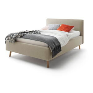 Béžová dvojlôžková posteľ s roštom a úložným priestorom Meise Möbel Mattis, 140 x 200 cm