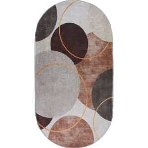 Hnedý/krémovobiely umývateľný koberec 120x180 cm Oval – Vitaus