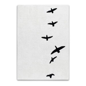 Čierno-biely koberec s motívom vtákov HF Living, 120 × 170 cm