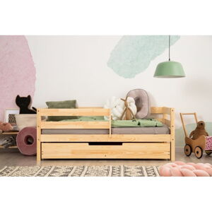 Detská posteľ z borovicového dreva s úložným priestorom 90x140 cm v prírodnej farbe Mila CPD – Adeko