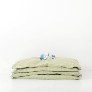 Detské zelené ľanové obliečky Linen Tales Nature, 140 x 200 cm
