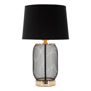 Čierna/v zlatej farbe stolová lampa s textilným tienidlom (výška  47 cm) Chaine – Mauro Ferretti
