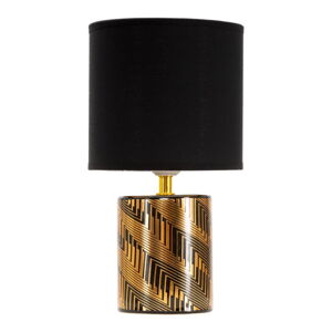 Čierna/v zlatej farbe keramická stolová lampa s textilným tienidlom (výška  28 cm) Glam Dark – Mauro Ferretti