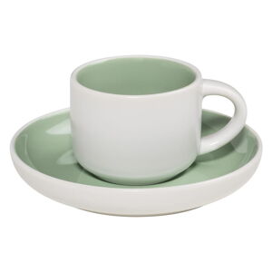 Zeleno-biely hrnček na espresso s tanierikom Maxwell & Williams Tint, 100 ml