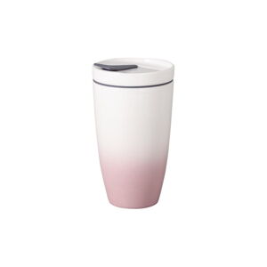 Ružovo-biely porcelánový termohrnček Villeroy & Boch Like To Go, 350 ml