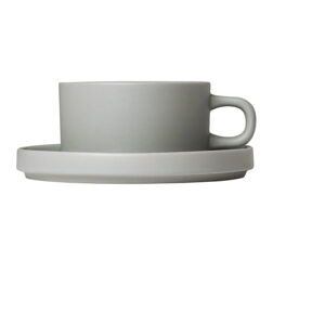 Súprava 2 svetlosivých keramických šálok na čaj s tanierikmi Blomus Pilar, 170 ml