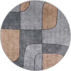 Sivý umývateľný okrúhly koberec ø 120 cm Yuvarlak – Vitaus