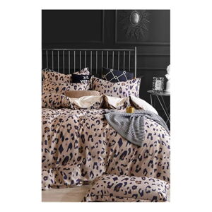Hnedé bavlnené obliečky na dvojlôžko/predĺžené s plachtou/4-dielne 200x220 cm Leopard – Mila Home