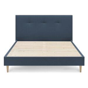 Tmavomodrá čalúnená dvojlôžková posteľ s roštom 180x200 cm Tory - Bobochic Paris