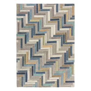 Sivo-modrý vlnený koberec Flair Rugs Russo, 160 x 230 cm