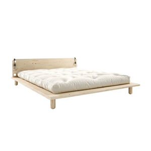 Dvojlôžková posteľ z masívneho dreva s čelom, lampičkami a matracom Comfort Karup Design Peek, 160 x 200 cm