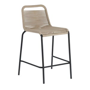 Béžová barová stolička s oceľovou konštrukciou Kave Home Glenville, výška 62 cm