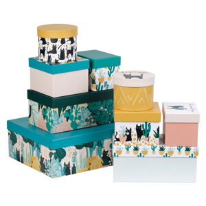 Dekoratívne kartónové úložné boxy s vekom v súprave 9 ks Chamouflage - Jardin d'Ulysse