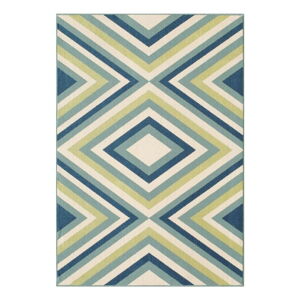 Zeleno-modrý vonkajší koberec Floorita Rombi Blue Green, 133 × 190 cm