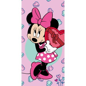 Ružová froté detská osuška 70x140 cm Minnie – Jerry Fabrics