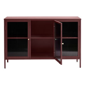Červená kovová vitrína Unique Furniture Bronco, výška 85 cm