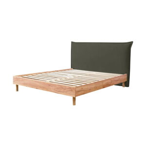 Tmavozelená/v prírodnej farbe dvojlôžková posteľ s roštom 160x200 cm Charlie – Bobochic Paris