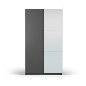 Tmavo šedá šatníková skriňa so zrkadlom as posuvnými dverami 122x215 cm Lisburn - Cosmopolitan Design