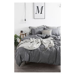 Sivé bavlnené obliečky na dvojlôžko/predĺžené s plachtou/4-dielne 200x220 cm – Mila Home