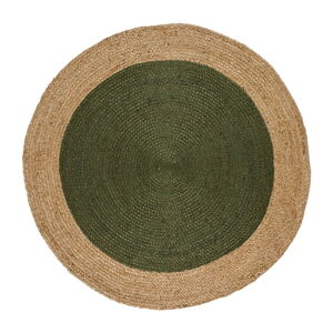 Zeleno-prírodnej farbe okrúhly koberec ø 90 cm Mahon – Universal
