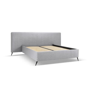 Sivá čalúnená dvojlôžková posteľ s úložným priestorom s roštom 180x200 cm Walter – Milo Casa