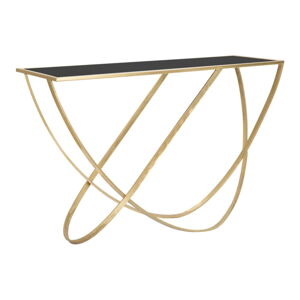 Čierny/v zlatej farbe konzolový stolík so sklenenou doskou 40x120 cm Ring – Mauro Ferretti