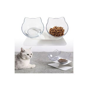 Plastové misky s bielym podstavcom pre mačky v súprave 2 ks - Lydia&Co