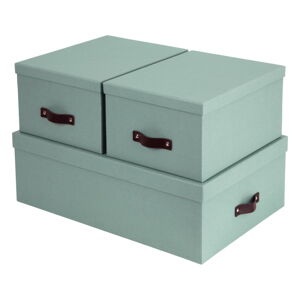 Kartónové úložné boxy v súprave 3 ks s vekom v mentolovej farbe 31x47x15 cm Inge – Bigso Box of Sweden